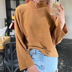 texture & thread ribbed mock neck sweater